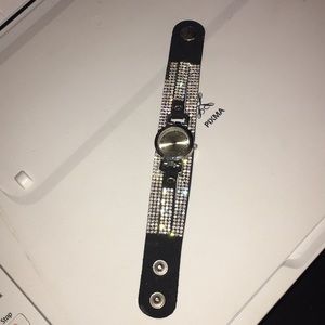 Ladies leather-rhinestone watch quartz movement